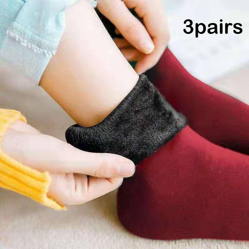 3 Paare/los Frauen Winter Warm Verdicken Thermische Weiche Casual Einfarbig Socken Wolle Kaschmir Hause Schnee Stiefel Samt Hause Boden socke von Joom DACH