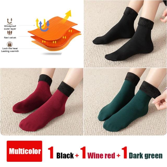 3 Paare/los Frauen Winter Warm Verdicken Thermische Weiche Casual Einfarbig Socken Wolle Kaschmir Hause Schnee Stiefel Samt Hause Boden socke von Joom DACH