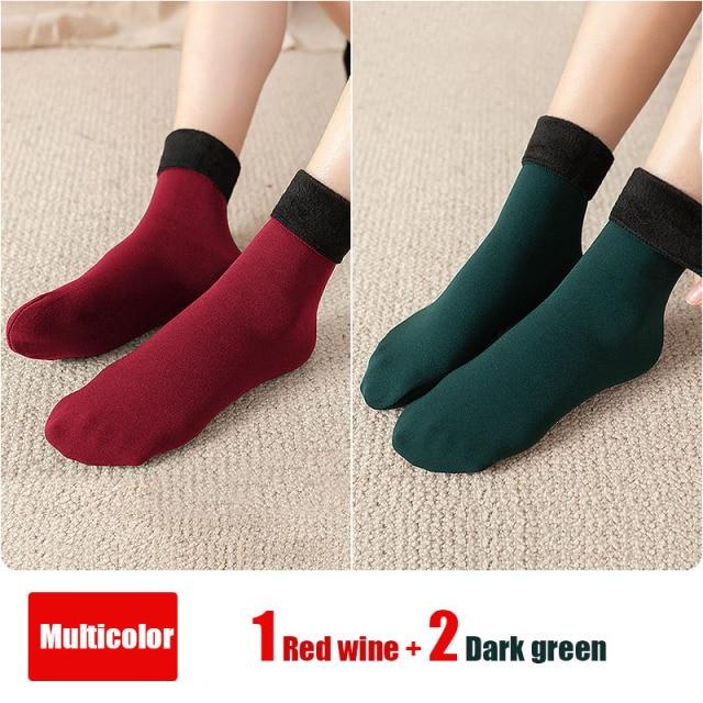 3 Paare/los Frauen Winter Warm Verdicken Thermische Weiche Casual Einfarbig Socken Wolle Kaschmir Hause Schnee Stiefel Samt Hause Boden socke von Joom DACH