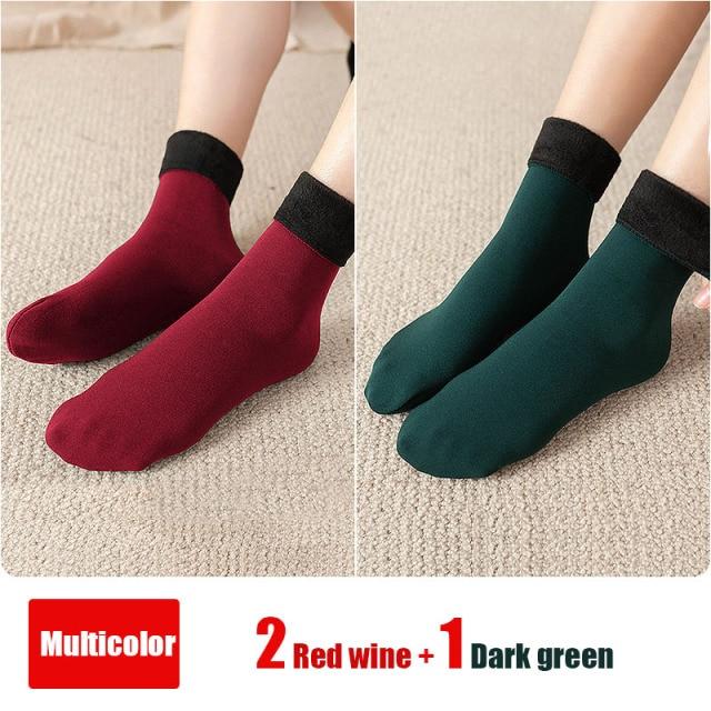 3 Paare/los Frauen Winter Warm Verdicken Thermische Weiche Casual Einfarbig Socken Wolle Kaschmir Hause Schnee Stiefel Samt Hause Boden socke von Joom DACH