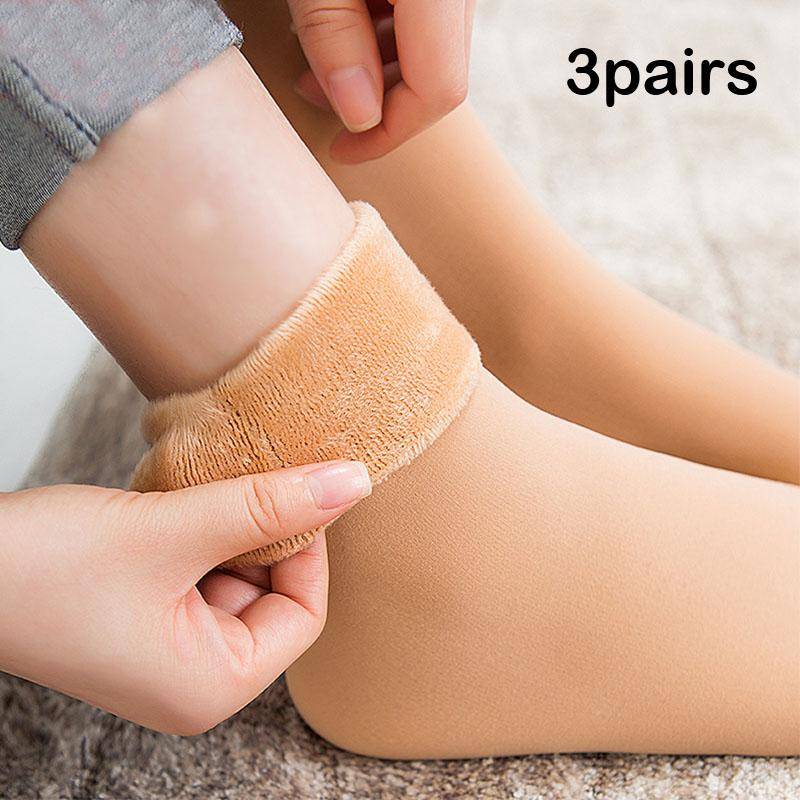 3 Paare/los Frauen Winter Warm Verdicken Thermische Weiche Casual Einfarbig Socken Wolle Kaschmir Hause Schnee Stiefel Samt Hause Boden socke von Joom DACH