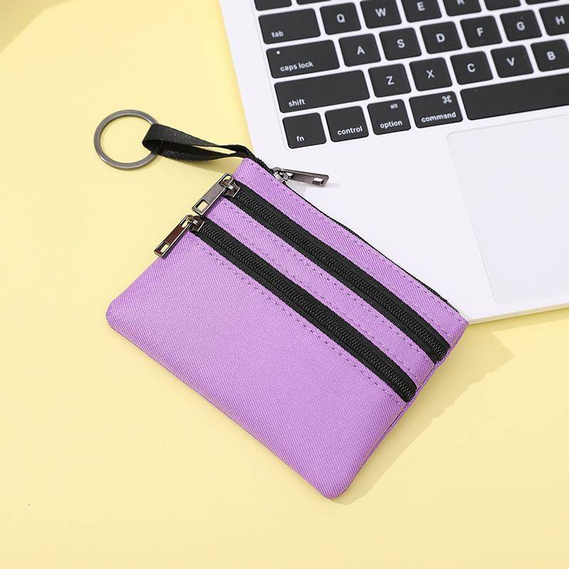 3 Reißverschlüsse Canvas-Geldbörse Damen Mini-Geldbörse Solide Geldbörsen mit Schlüsselanhänger Geldbeutel Münzschlüssel Aufbewahrungstasche Kartenhalter violett 3 Reißverschlüsse Canvas-Geldbörse Damen Mini-Geldbörse Solide Geldbörsen mit Schlüsselanhänger Geldbeutel Münzschlüssel Aufbewahrungstasche Kartenhalter violett von Joom DACH