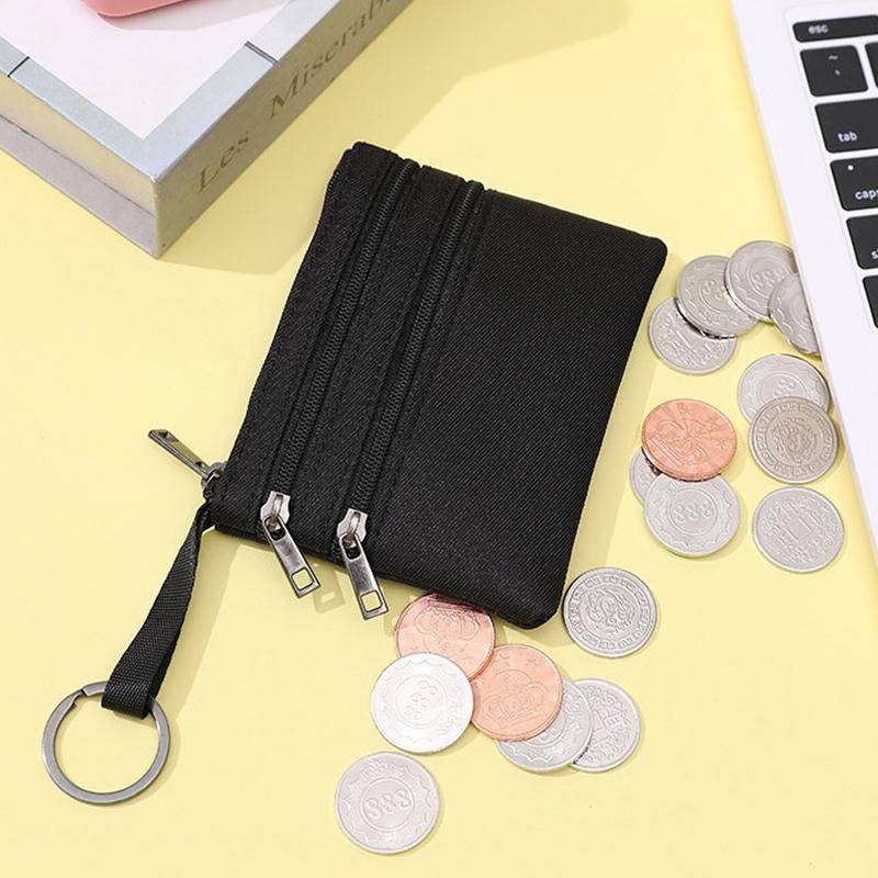 3 Reißverschlüsse Canvas-Geldbörse Damen Mini-Geldbörse Solide Geldbörsen mit Schlüsselanhänger Geldbeutel Münzschlüssel Aufbewahrungstasche Kartenhalter schwarz 3 Reißverschlüsse Canvas-Geldbörse Damen Mini-Geldbörse Solide Geldbörsen mit Schlüsselanhänger Geldbeutel Münzschlüssel Aufbewahrungstasche Kartenhalter schwarz von Joom DACH