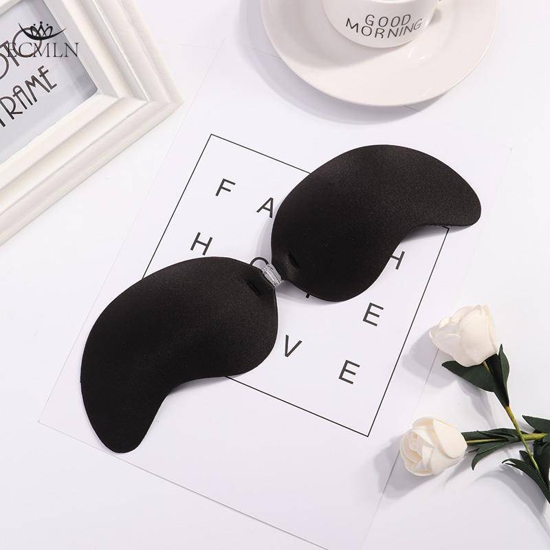 3 Stile Frontverschluss Klebestreifen Brustwarzenabdeckung Unterwäsche Silikon Klebriger Unsichtbarer rückenfreier BH Trägerloser Push-Up-Bralette Nahtlos style1 A schwarz von Joom DACH