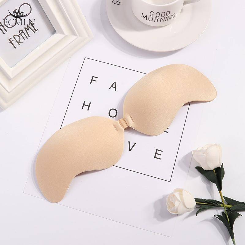 3 Stile Frontverschluss Klebestreifen Brustwarzenabdeckung Unterwäsche Silikon Klebriger Unsichtbarer rückenfreier BH Trägerloser Push-Up-Bralette Nahtlos style1 A beige von Joom DACH