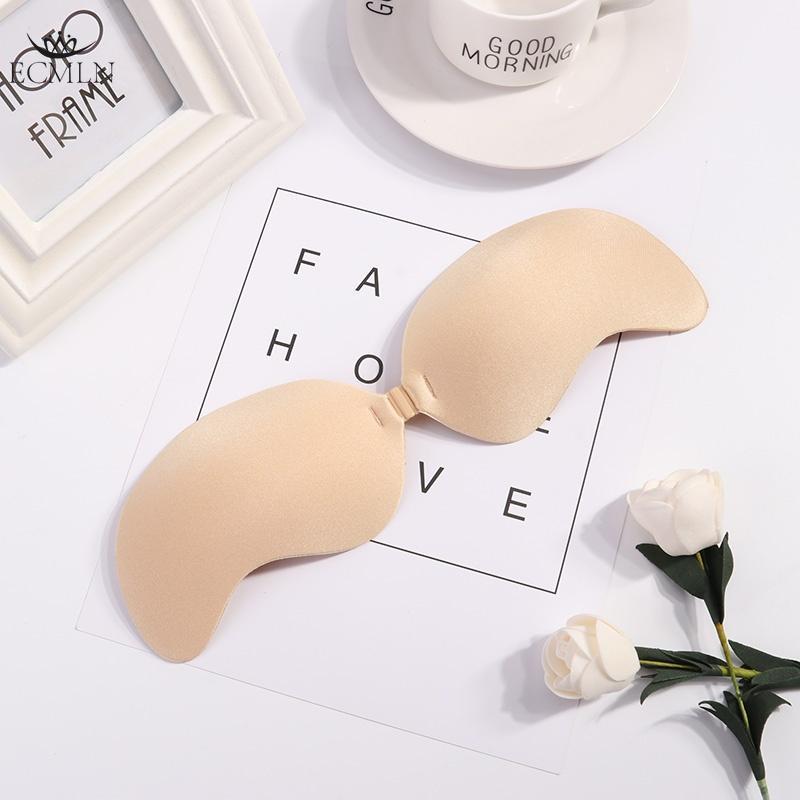 3 Stile Frontverschluss Klebestreifen Brustwarzenabdeckung Unterwäsche Silikon Klebriger Unsichtbarer rückenfreier BH Trägerloser Push-Up-Bralette Nahtlos style1 B beige von Joom DACH