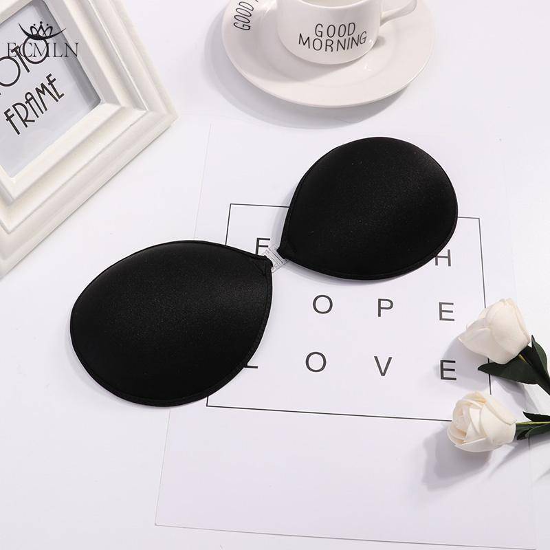 3 Stile Frontverschluss Klebestreifen Brustwarzenabdeckung Unterwäsche Silikon Klebriger Unsichtbarer rückenfreier BH Trägerloser Push-Up-Bralette Nahtlos style2 C schwarz von Joom DACH