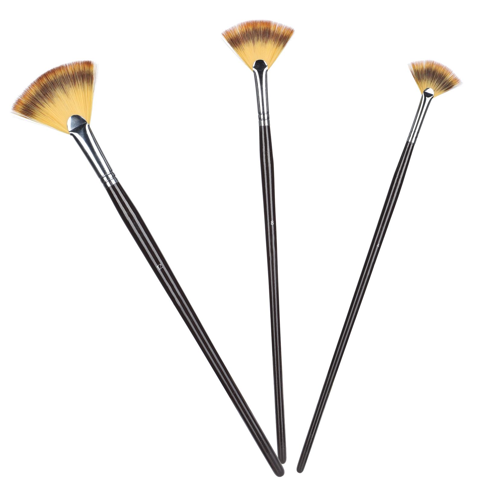 3 Stück Fächerpinsel Malpinsel Nylonhaar Aquarellpinselset mit Holzgriff von Joom DACH