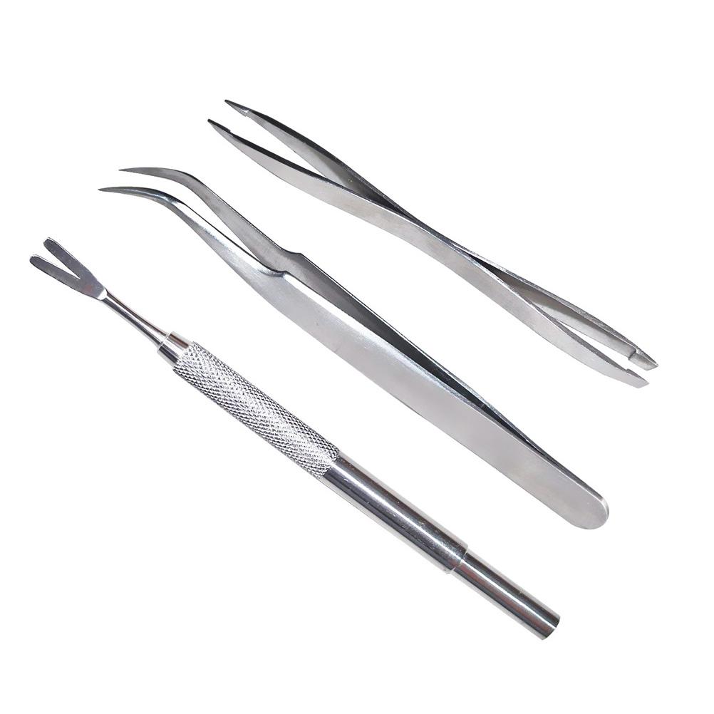 3 Stück Haustier Flohbehandlung Zeckenentfernungswerkzeuge Set Edelstahl Gabel Pinzette Klemme Set für Hund Katze silber von Joom DACH