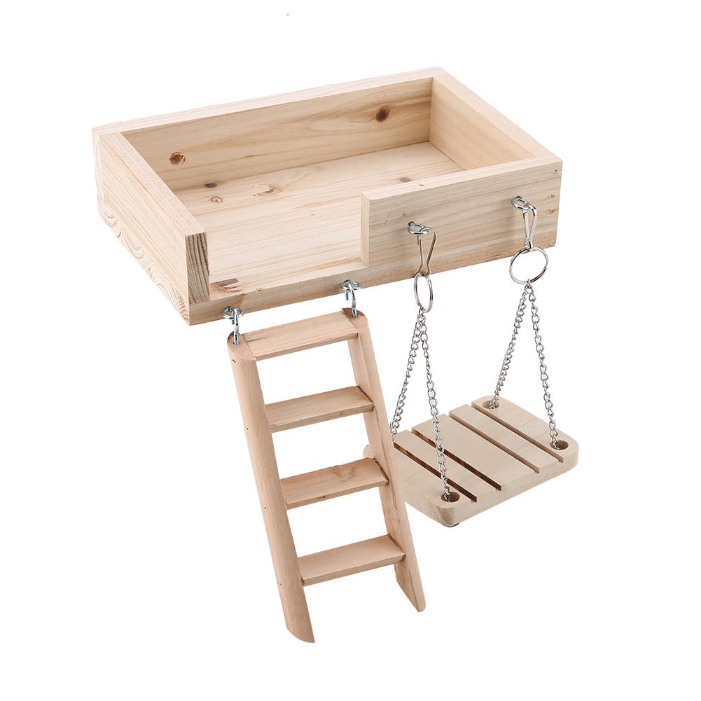 3 Stück Holz Hamster Kletterleiter Lustige Schaukelplattform Spielzeug Set für Kleintier von Joom DACH