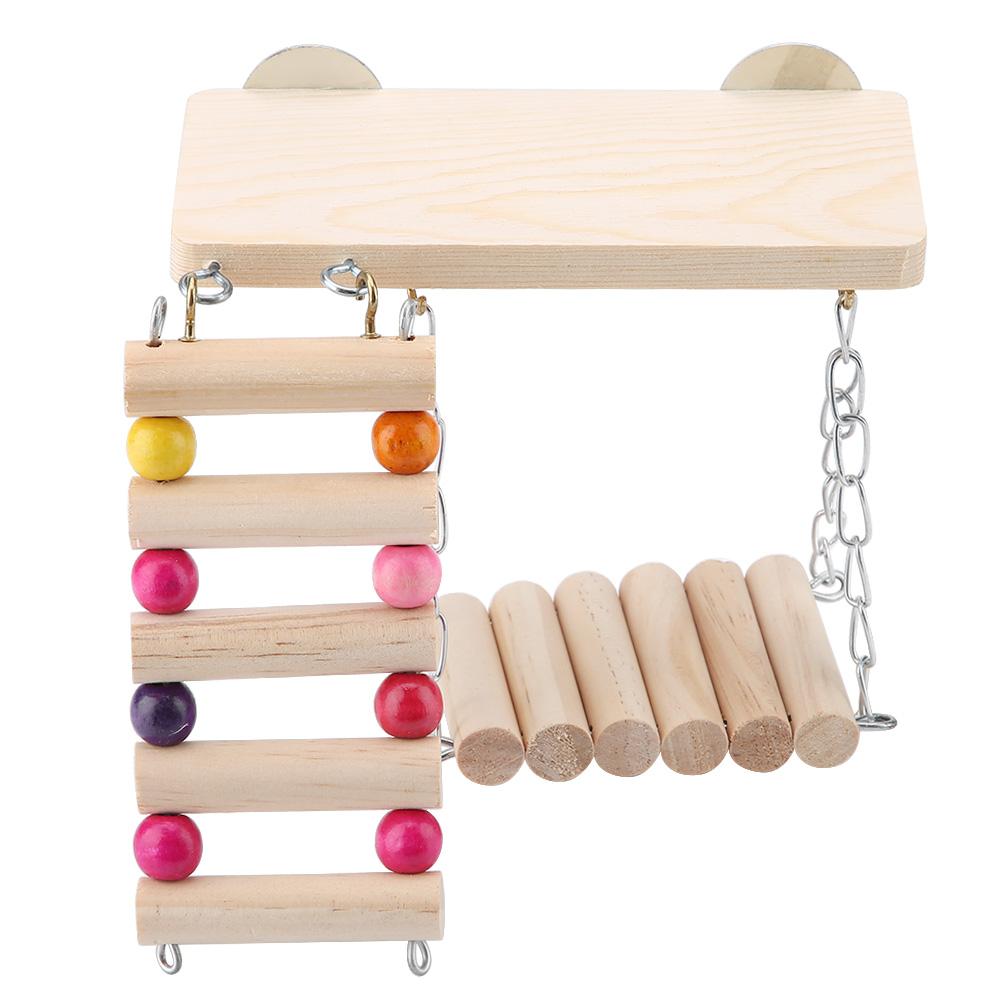 3 Stück Holz Papagei Eichhörnchen Vogel Spielzeug Sprungbrett Schaukel Leiter Käfig Zubehör von Joom DACH