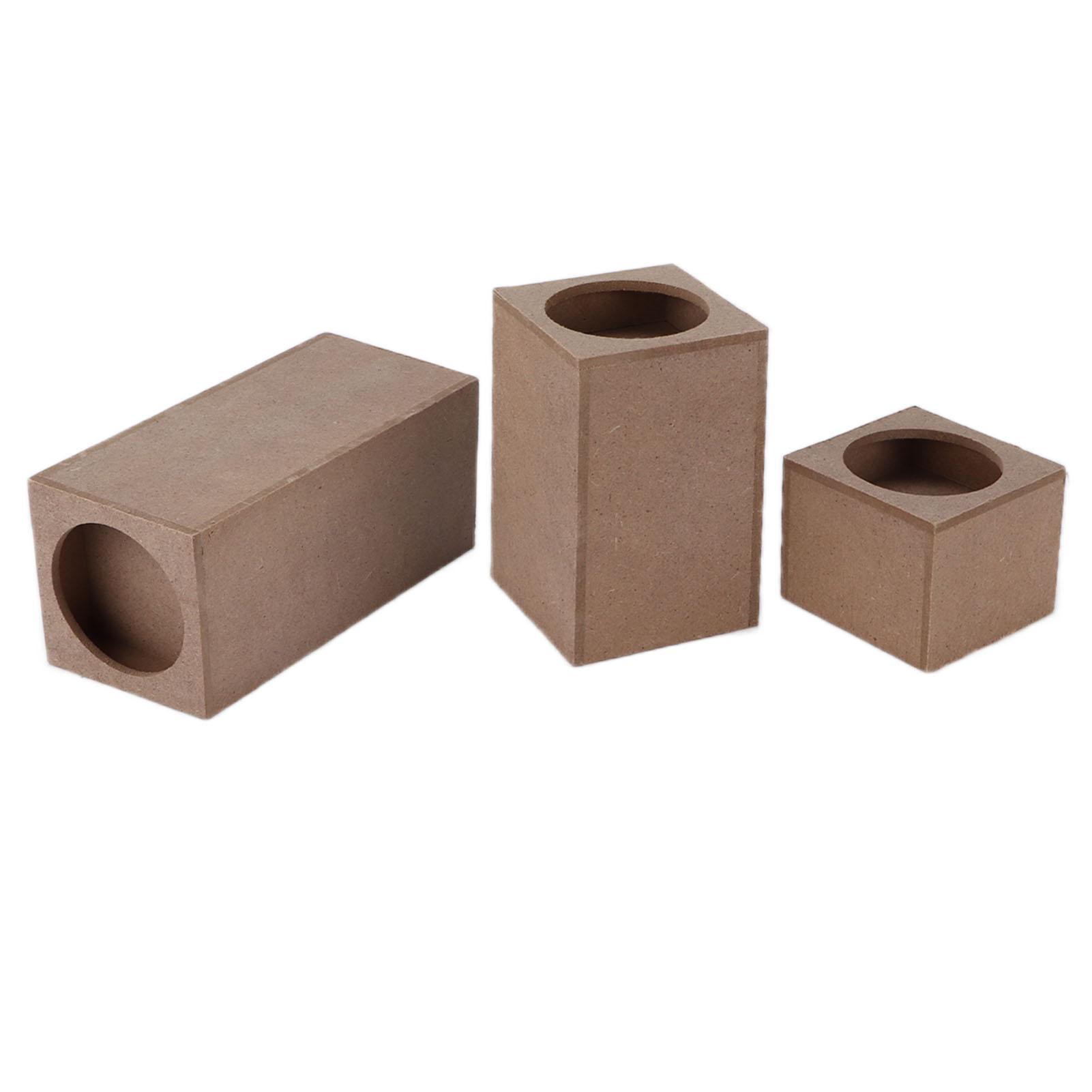 3 Stück Kerzenhalter Holz Quadratisch Rustikal Natur Kerzenständer für Zuhause Feste Party Dekoration von Joom DACH