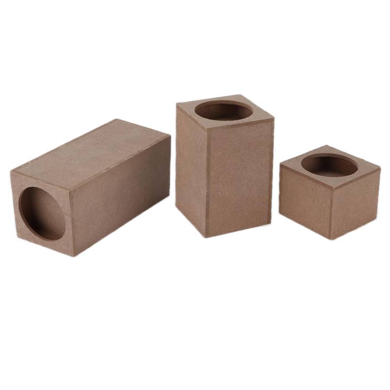 3 Stück Kerzenhalter Holz Quadratisch Rustikal Natur Kerzenständer für Zuhause Feste Party Dekoration von Joom DACH