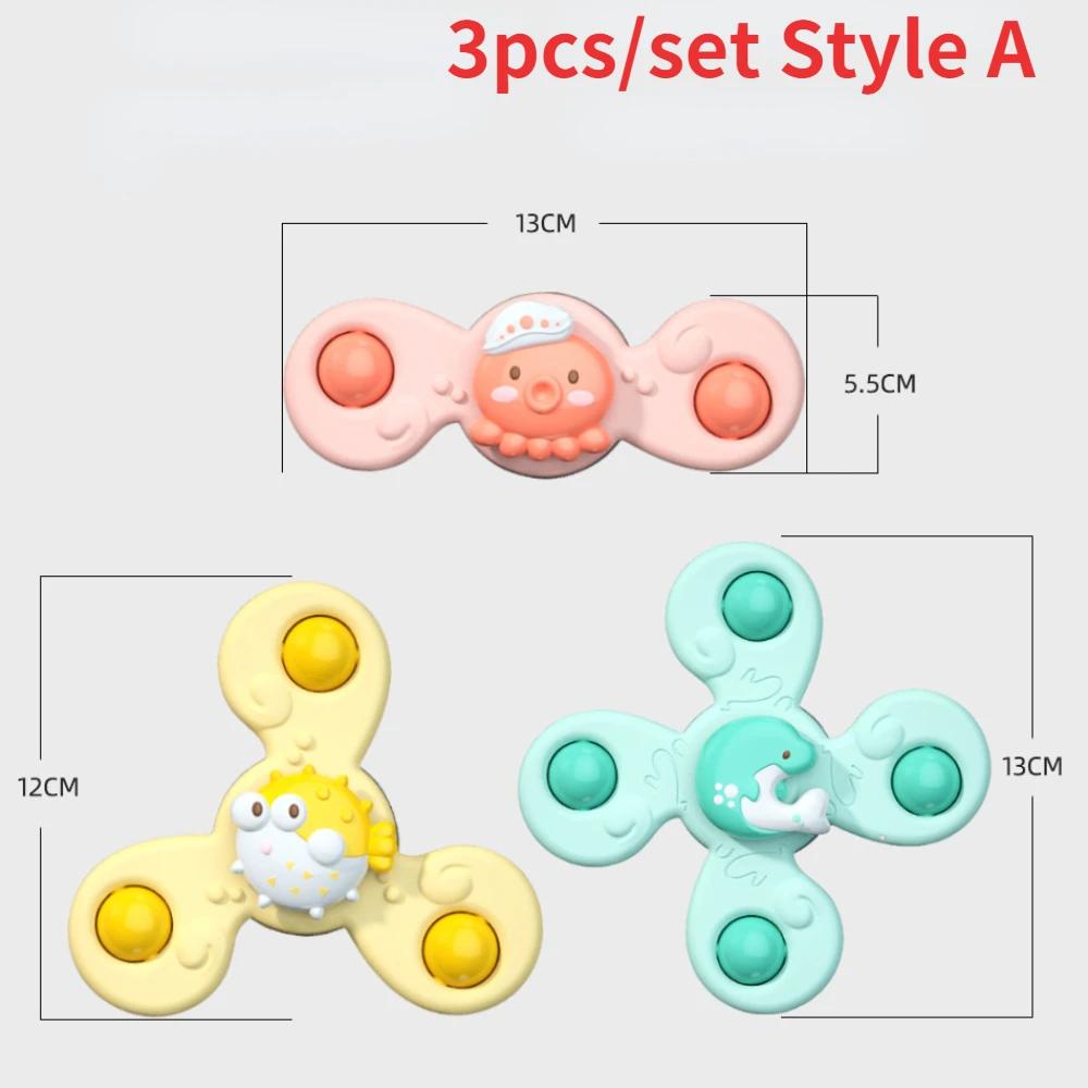 3 Stück Kinder Badezimmer Badespielzeug Fingerspitzen Spaß Kreisel Cartoon Tier Rotierender Saugnapf Bad Schwimmen Fidget Spielzeug Baby Rassel Geschenk von Joom DACH
