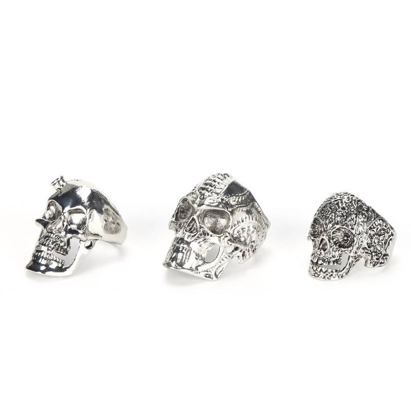 3 Stück Totenkopfringe Legierung Modisches Ring-Set Vintage Silber Cosplay Totenkopfringe für Männer von Joom DACH