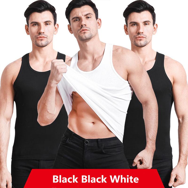 3 Stücke Herren Ärmelloses T-Shirt Baumwolle Weste Top Bodyshaper Fitness Sweatshirt Unterwäsche Junge Unter Kleidung Singlets Unterhemd 2XL schwarz von Joom DACH