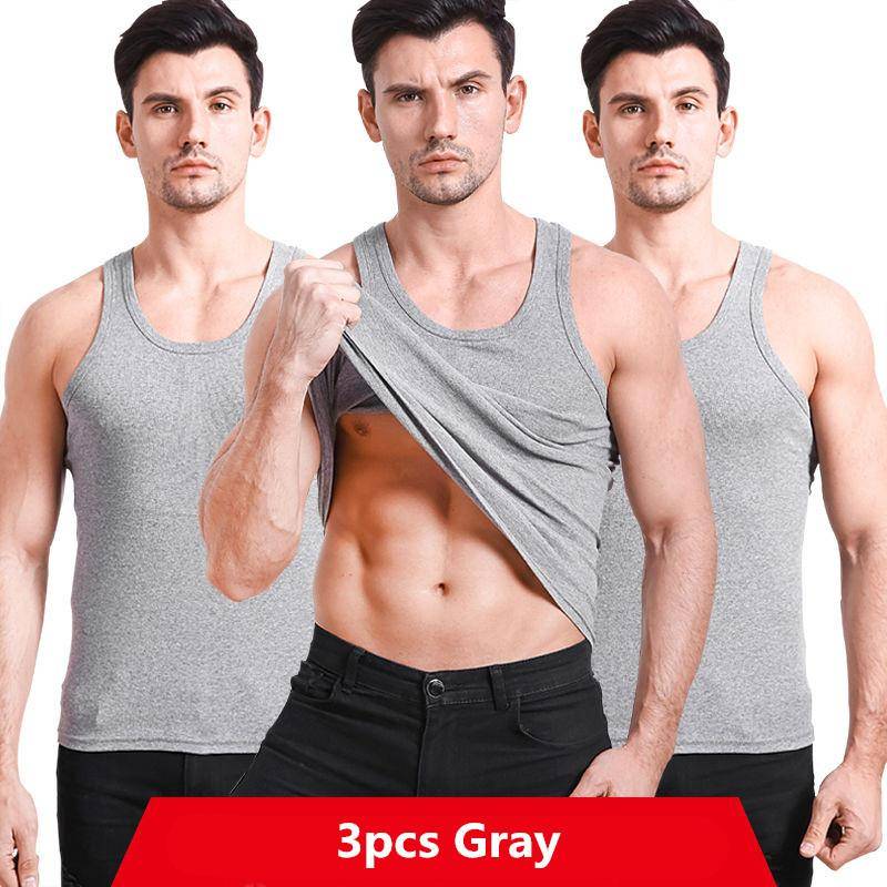 3 Stücke Herren Ärmelloses T-Shirt Baumwolle Weste Top Bodyshaper Fitness Sweatshirt Unterwäsche Junge Unter Kleidung Singlets Unterhemd 3XL graue von Joom DACH