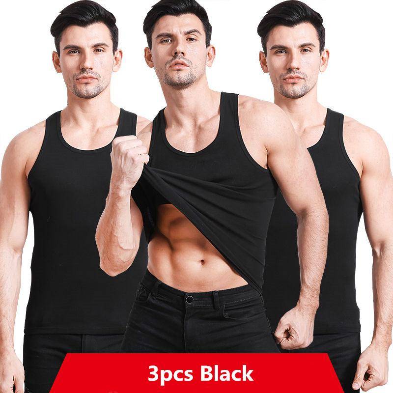 3 Stücke Herren Ärmelloses T-Shirt Baumwolle Weste Top Bodyshaper Fitness Sweatshirt Unterwäsche Junge Unter Kleidung Singlets Unterhemd XL schwarz von Joom DACH