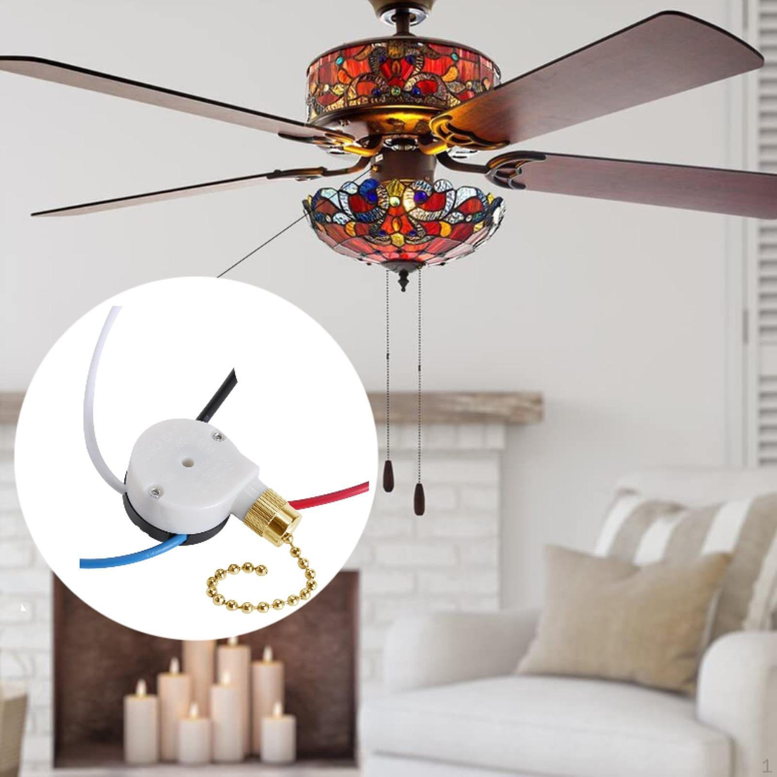 3-Stufen-Zugschalter 4-adrig zur Steuerung von Deckenventilator und Wandleuchte gold von Joom DACH