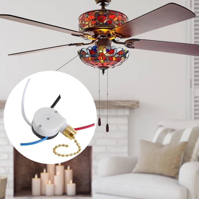 3-Stufen-Zugschalter 4-adrig zur Steuerung von Deckenventilator und Wandleuchte gold von Joom DACH