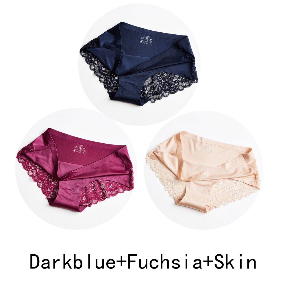 3 Teile/los Nahtlose Frauen Aushöhlen Höschen Set Unterwäsche Komfort Spitze Briefs Low Rise Weibliche Sport Panty Weiche Dame Dessous XL von Joom DACH