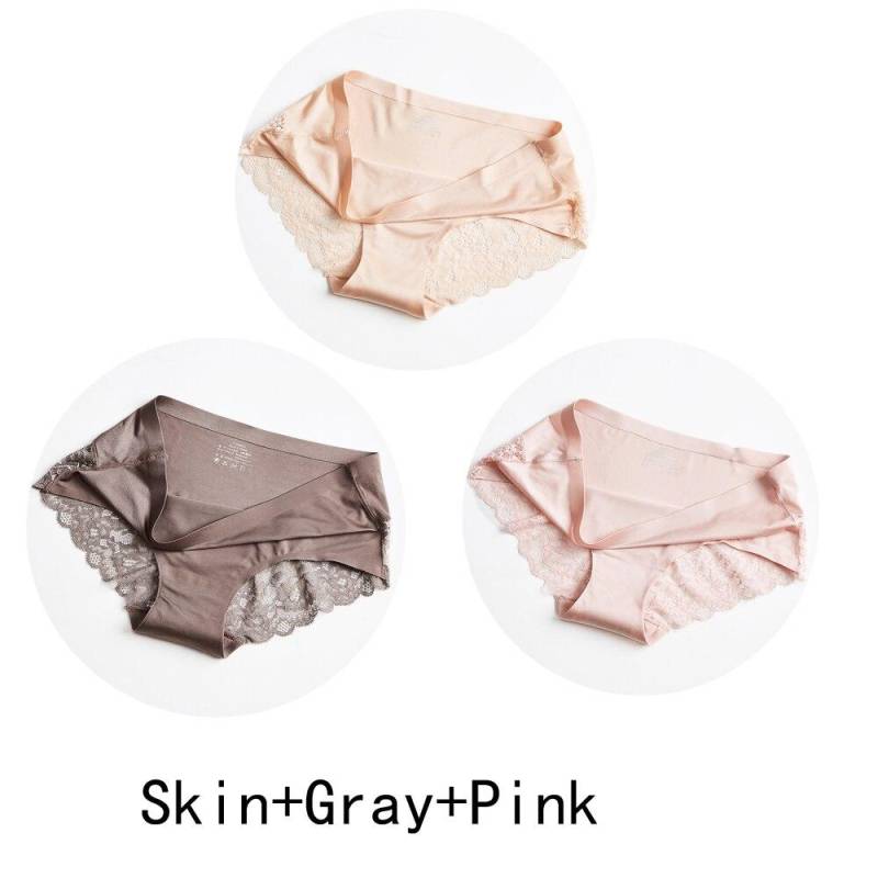 3 Teile/los Nahtlose Frauen Aushöhlen Höschen Set Unterwäsche Komfort Spitze Briefs Low Rise Weibliche Sport Panty Weiche Dame Dessous XL von Joom DACH