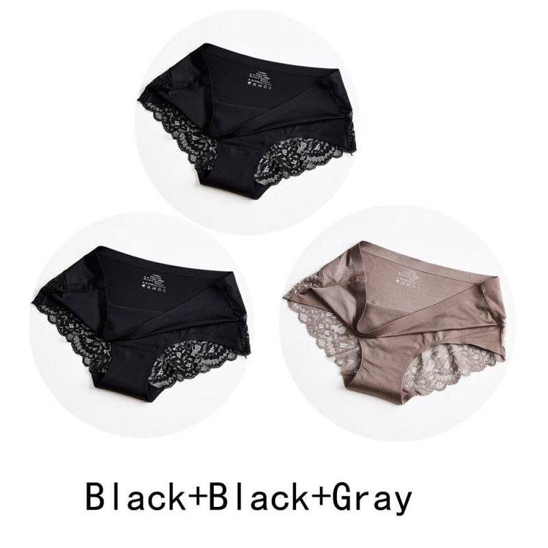 3 Teile/los Nahtlose Frauen Aushöhlen Höschen Set Unterwäsche Komfort Spitze Briefs Low Rise Weibliche Sport Panty Weiche Dame Dessous XL von Joom DACH