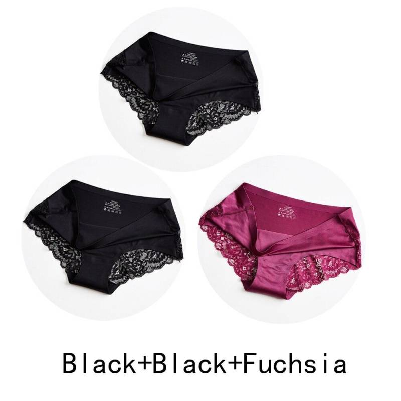 3 Teile/los Nahtlose Frauen Aushöhlen Höschen Set Unterwäsche Komfort Spitze Briefs Low Rise Weibliche Sport Panty Weiche Dame Dessous XL von Joom DACH