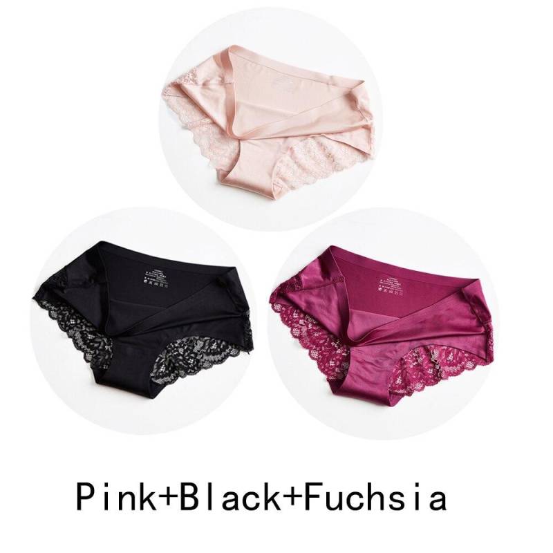 3 Teile/los Nahtlose Frauen Aushöhlen Höschen Set Unterwäsche Komfort Spitze Briefs Low Rise Weibliche Sport Panty Weiche Dame Dessous XXL von Joom DACH