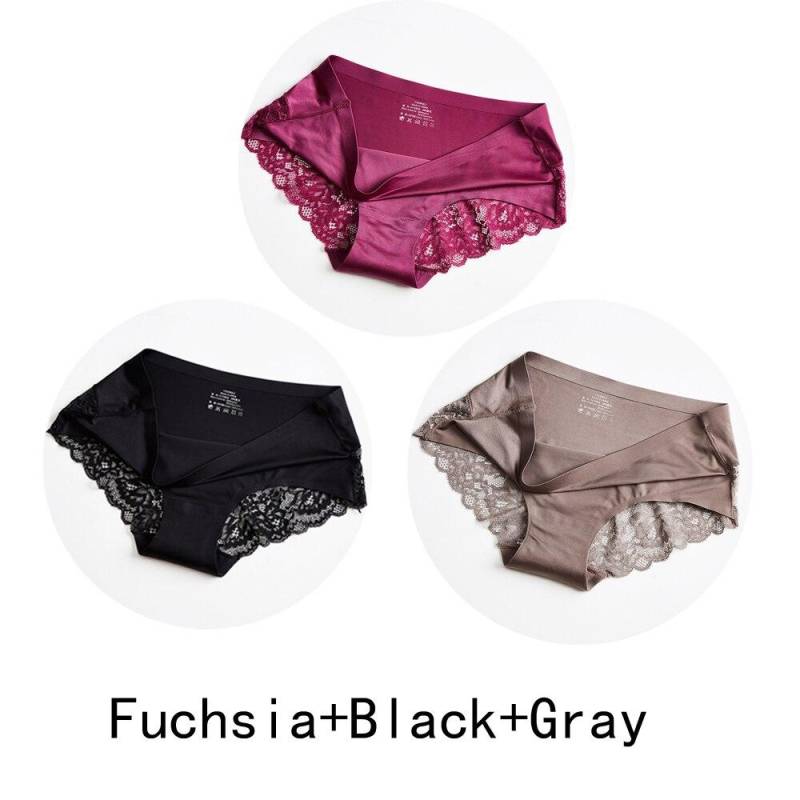 3 Teile/los Nahtlose Frauen Aushöhlen Höschen Set Unterwäsche Komfort Spitze Briefs Low Rise Weibliche Sport Panty Weiche Dame Dessous XXL von Joom DACH