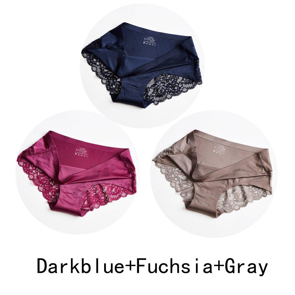 3 Teile/los Nahtlose Frauen Aushöhlen Höschen Set Unterwäsche Komfort Spitze Briefs Low Rise Weibliche Sport Panty Weiche Dame Dessous XXL von Joom DACH