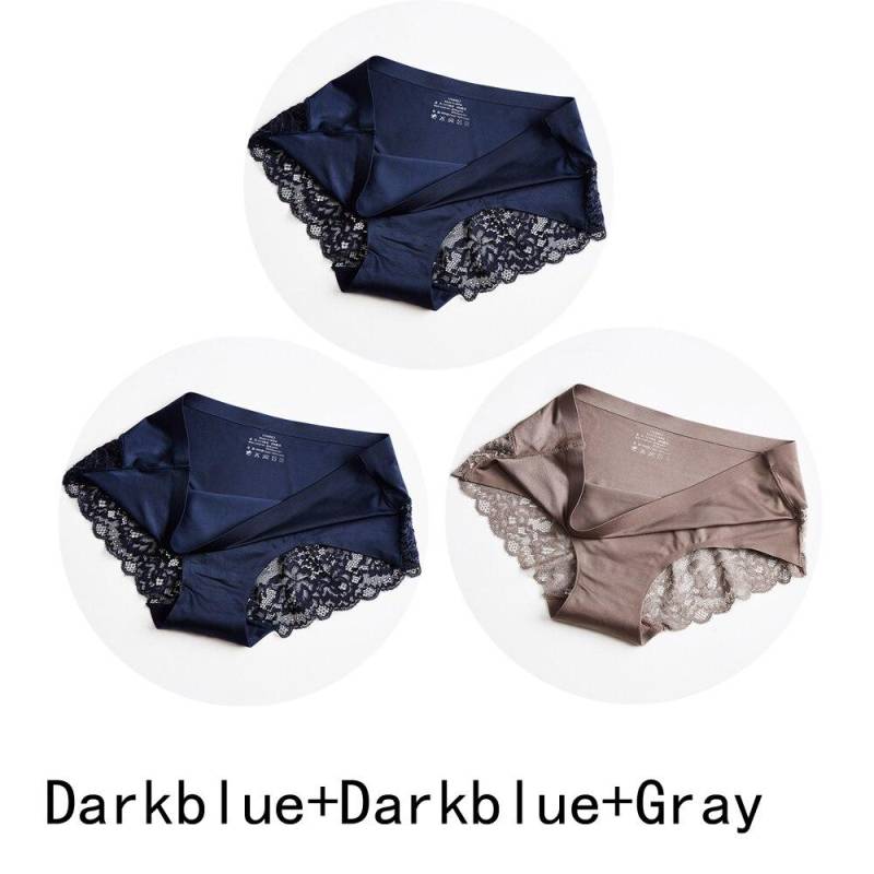 3 Teile/los Nahtlose Frauen Aushöhlen Höschen Set Unterwäsche Komfort Spitze Briefs Low Rise Weibliche Sport Panty Weiche Dame Dessous XXL von Joom DACH