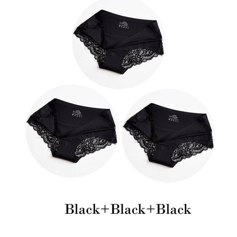 3 Teile/los Nahtlose Frauen Aushöhlen Höschen Set Unterwäsche Komfort Spitze Briefs Low Rise Weibliche Sport Panty Weiche Dame Dessous XXL von Joom DACH