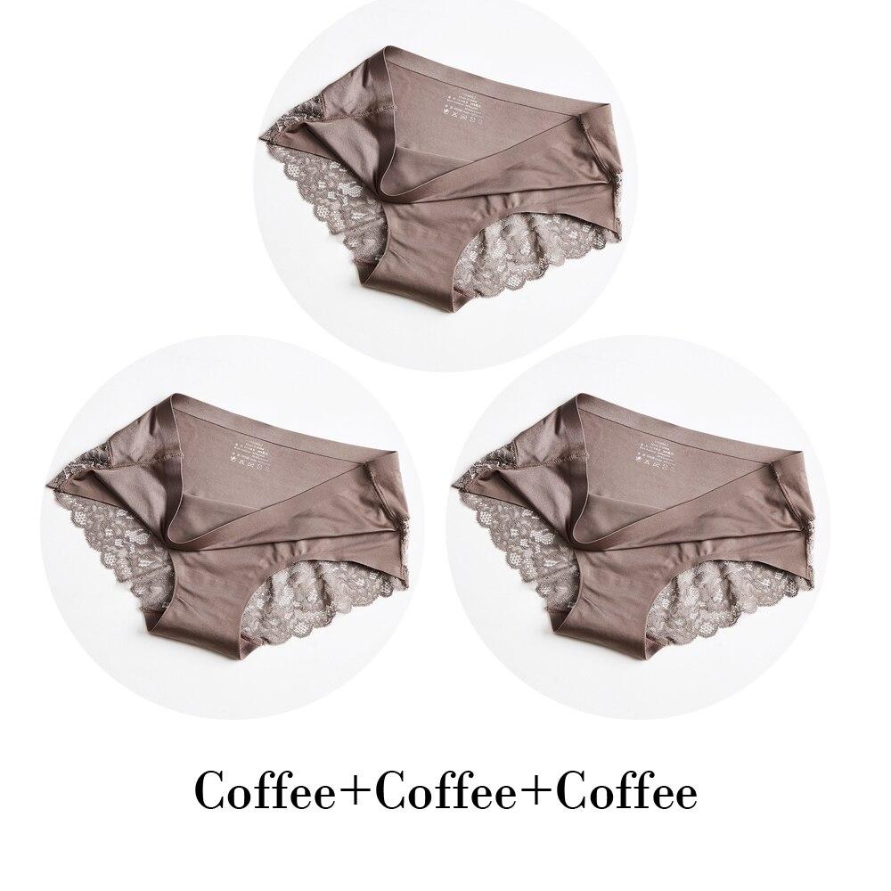 3 Teile/los Nahtlose Frauen Aushöhlen Höschen Set Unterwäsche Komfort Spitze Briefs Low Rise Weibliche Sport Panty Weiche Dame Dessous XXL von Joom DACH