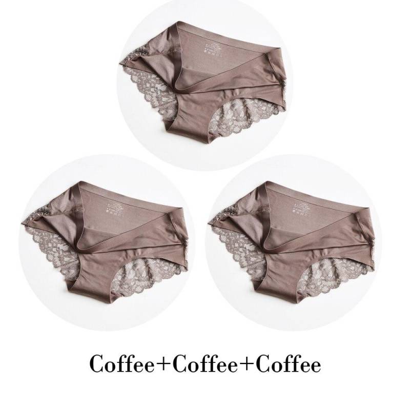 3 Teile/los Nahtlose Frauen Aushöhlen Höschen Set Unterwäsche Komfort Spitze Briefs Low Rise Weibliche Sport Panty Weiche Dame Dessous XXL von Joom DACH