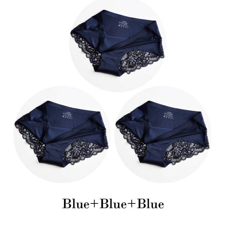 3 Teile/los Nahtlose Frauen Aushöhlen Höschen Set Unterwäsche Komfort Spitze Briefs Low Rise Weibliche Sport Panty Weiche Dame Dessous XXL von Joom DACH