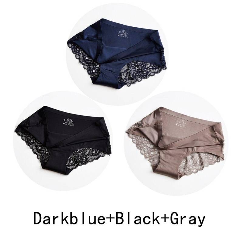 3 Teile/los Nahtlose Frauen Aushöhlen Höschen Set Unterwäsche Komfort Spitze Briefs Low Rise Weibliche Sport Panty Weiche Dame Dessous XXL von Joom DACH