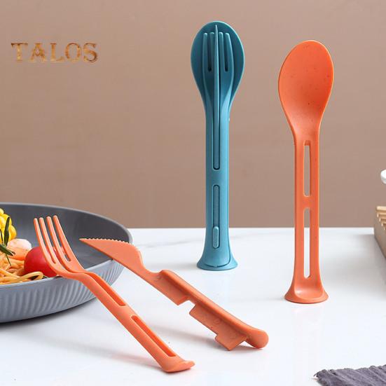 3 Teile/satz 3 in 1 Reise Faltbare Besteck Set Japan Stil Kunststoff Cutter Gabel Löffel Student Geschirr Set Hause schule Camps Küche Geschirr orange von Joom DACH