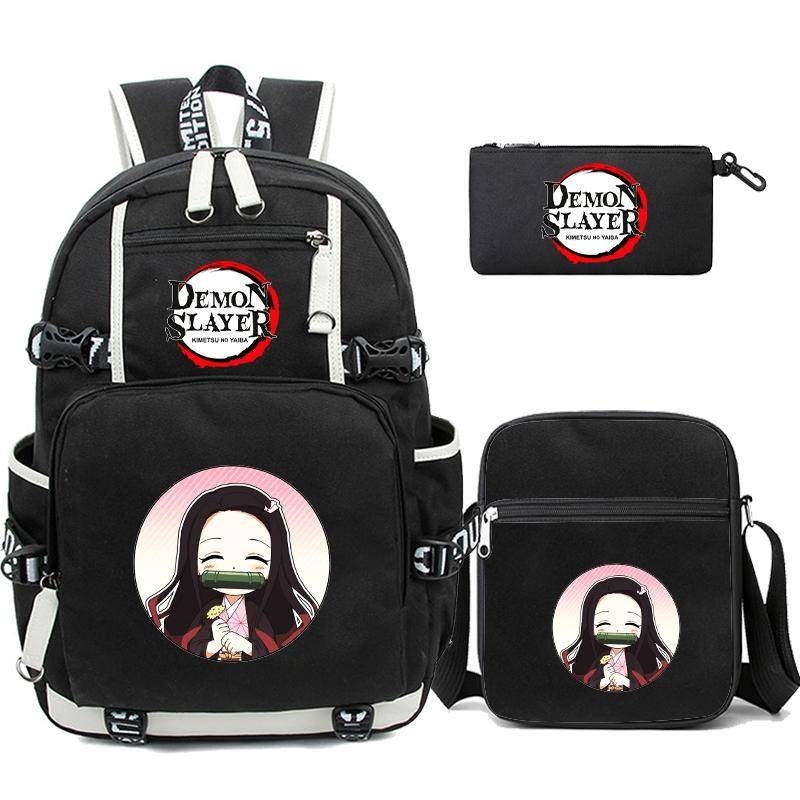 3 Teile/satz Anime Demon Slayer Rucksack Rucksack mit Schulter Tasche Pencli Fall für Mädchen Jungen Zurück Zu Schule Tasche Reisetasche mochila von Joom DACH