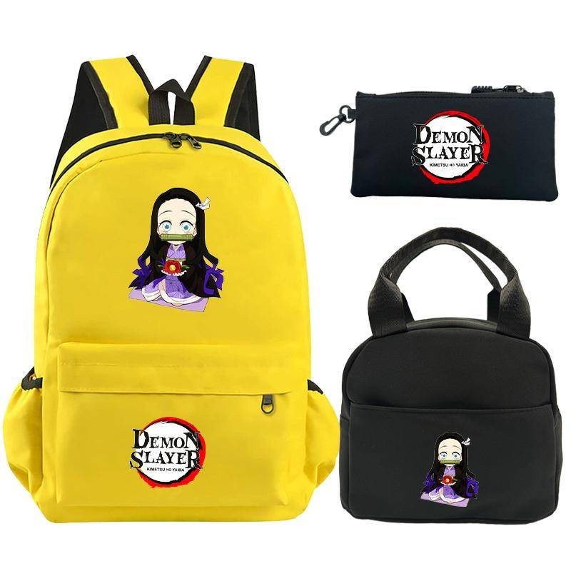 3 Teile/satz Anime Demon Slayer Rucksack mit Mittagessen Tasche Bleistift Fall für Mädchen Jungen Zurück Zu Schul Männer Frauen Reisetasche mochila von Joom DACH