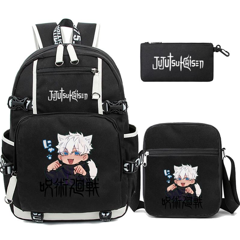 3 Teile/satz Anime Jujutsu Kaisen Uzumaki Rucksack für Teen Junge Mädchen Zurück Zu Schule Tasche Student Schul Freizeit Reisetasche von Joom DACH