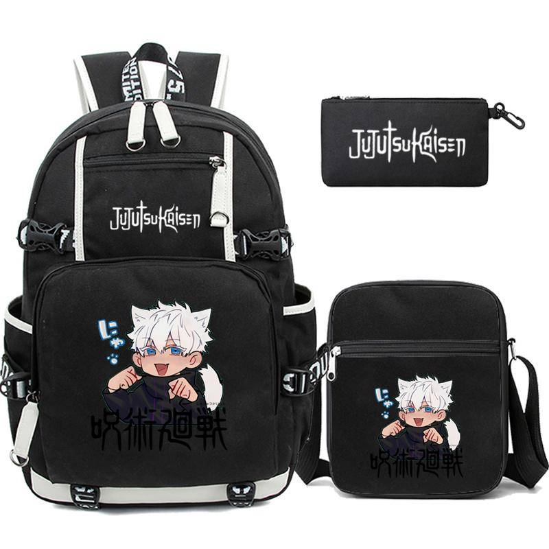 3 Teile/satz Anime Jujutsu Kaisen Uzumaki Rucksack für Teen Junge Mädchen Zurück Zu Schule Tasche Student Schul Freizeit Reisetasche von Joom DACH