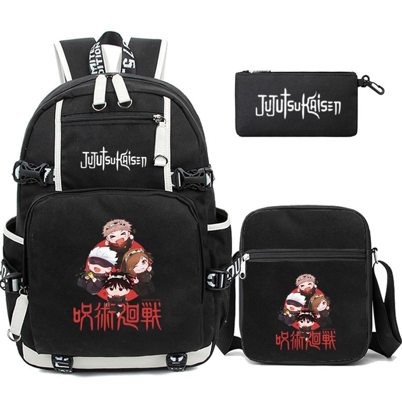 3 Teile/satz Anime Jujutsu Kaisen Uzumaki Rucksack für Teen Junge Mädchen Zurück Zu Schule Tasche Student Schul Freizeit Reisetasche von Joom DACH