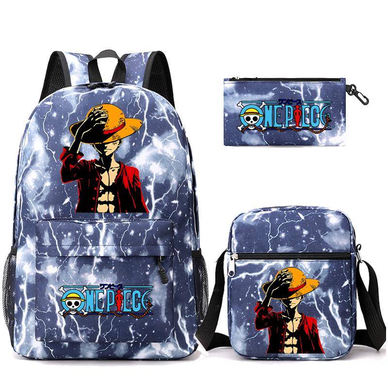 3 Teile/satz Anime One Piece Anti-Diebstahl-Tasche Waschbarer Rucksack mit Umhängetasche Federmäppchen für Mädchen Jungen Teenager Kinder Student Freizeit Rucksack Mochila von Joom DACH