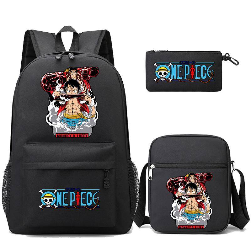 3 Teile/satz Anime One Piece Anti-Diebstahl-Tasche Waschbarer Rucksack mit Umhängetasche Federmäppchen für Mädchen Jungen Teenager Kinder Student Freizeit Rucksack Mochila von Joom DACH