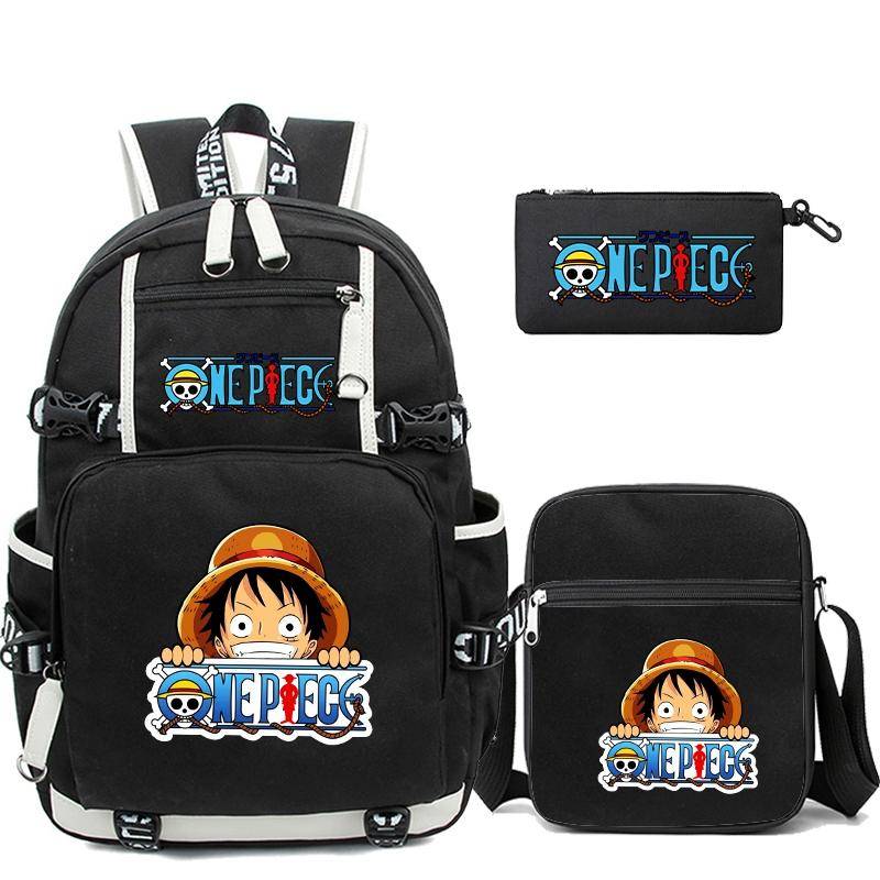 3 Teile/satz Anime One Piece Rucksack Rucksack mit Umhängetasche Pencli Fall für Mädchen Jungen Zurück Zur Schule Tasche Reisetasche Mochila von Joom DACH