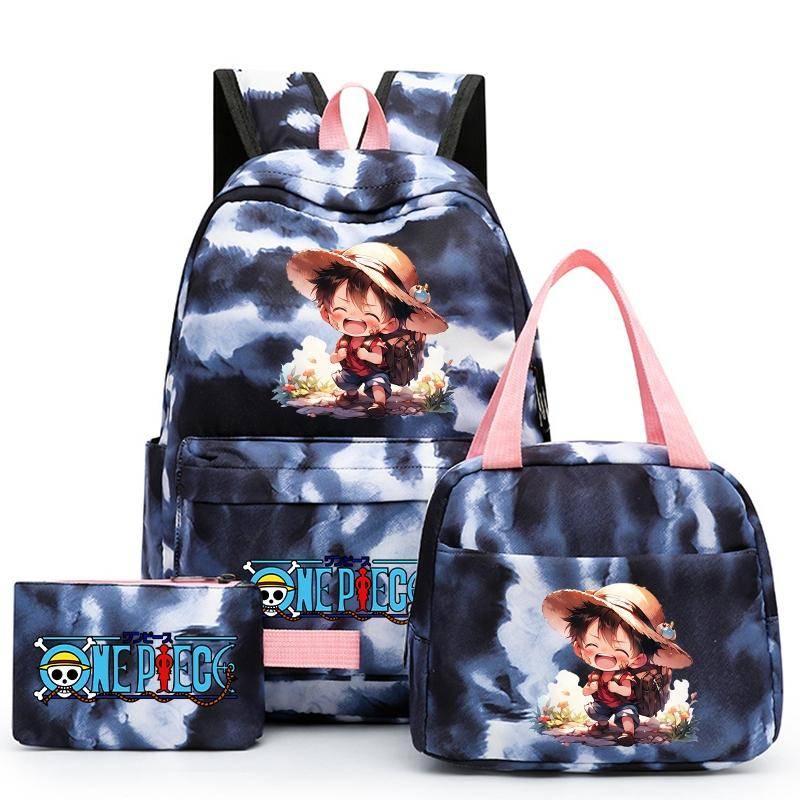 3 Teile/satz Anime One Piece Rucksack für Mädchen Jungen Zurück Zu Schulranzen mit Mittagessen Tasche Student Bookbag Männer Frauen Reisetasche mochil von Joom DACH