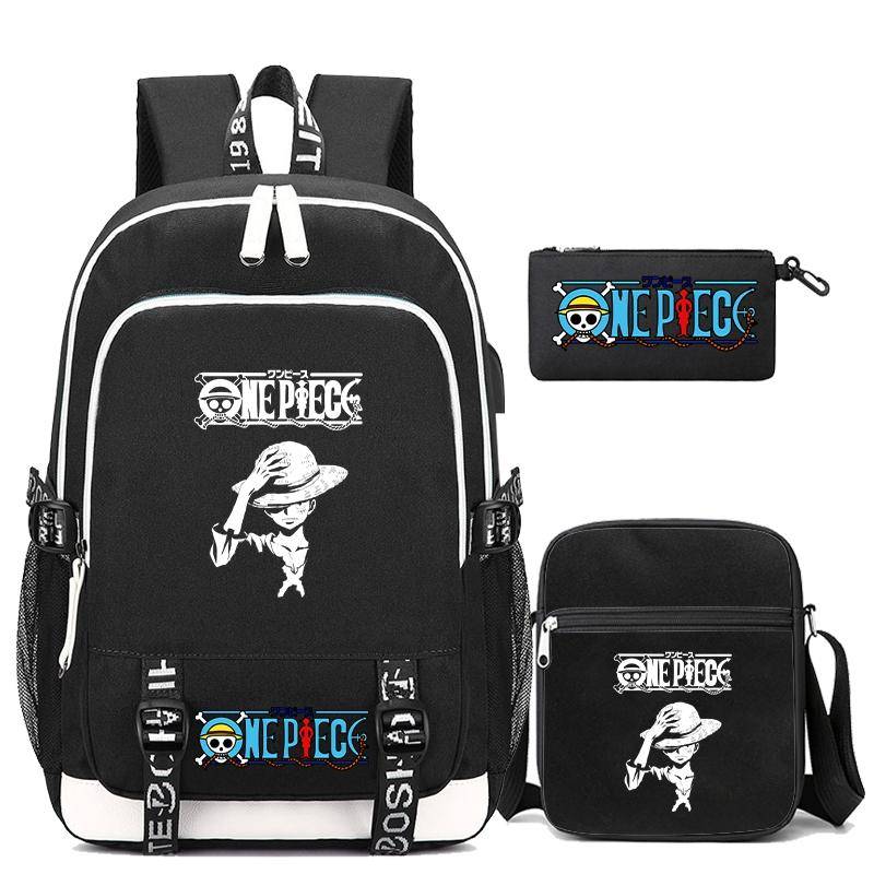 3 Teile/satz Anime One Piece Rucksack für T-Shirt Junge Mädchen Zurück Zu Schule Rucksack mit Schulter Tasche Pencli Tasche Reisetasche mochila von Joom DACH
