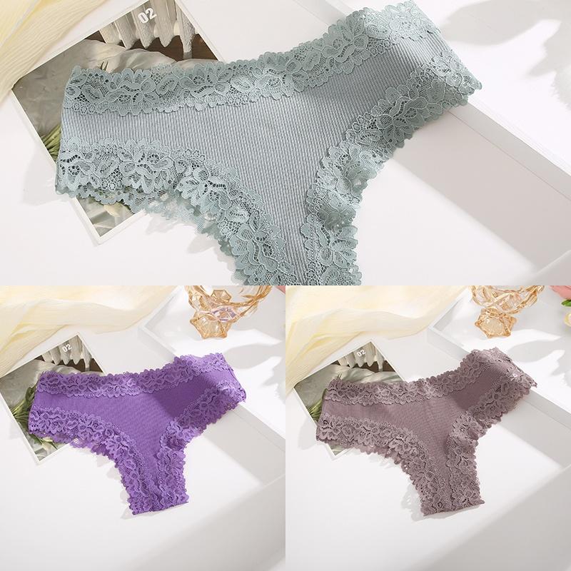 3 Teile/satz Baumwolle Höschen frauen Bequeme Slip Spitze Stil Unterwäsche Weibliche S-XL Weiche Unterhose Damen Höschen 2023 L von Joom DACH