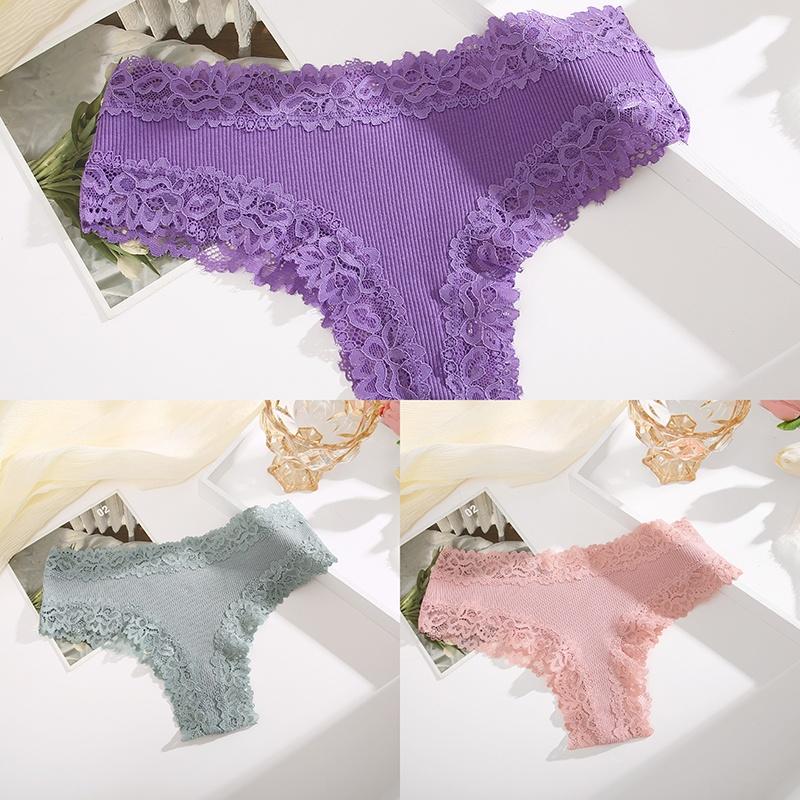 3 Teile/satz Baumwolle Höschen frauen Bequeme Slip Spitze Stil Unterwäsche Weibliche S-XL Weiche Unterhose Damen Höschen 2023 M von Joom DACH